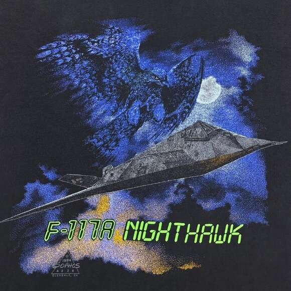 Vintage Nighthawk Plane F-117A T-Shirt - Picture 3 of 4
